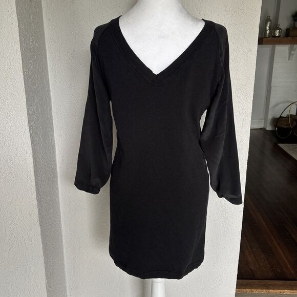 Anthropologie Cluny Embroidered Black Silk Cashmere Blend Dress Size Medium - Picture 4 of 11